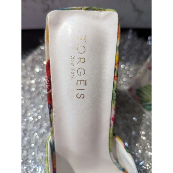 TORGEIS MULES WOMENS PARADISE TROPICAL FLORAL FLARE BUTTERFLY HEELS SZ 10 - Picture 6 of 16